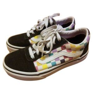 Vans Missy Checkerboard Low Top Skate Shoes Black/Multi Girls Size 1.0